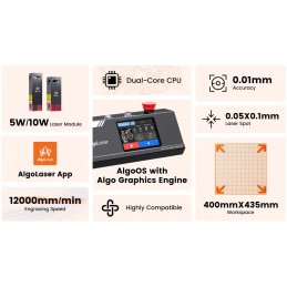 AlgoLaser DIY KIT MK2, 10 Watt WiFi-s lézergravírozó és vágó