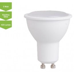 LED lámpa GU10 5 Watt SMD 420 Lm 120° opál DW Napfény fehér